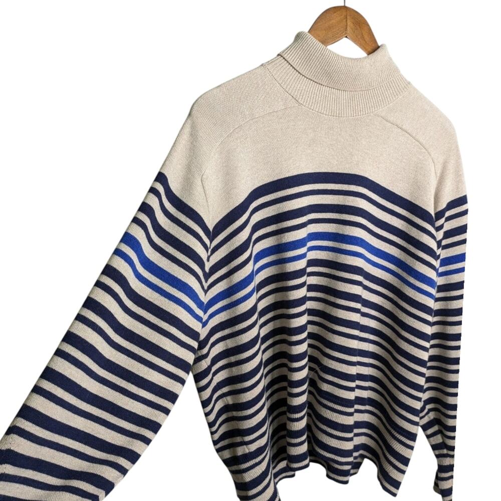 Rag & Bone Ann Sweater Large Striped Oatmeal Cotton Cashmere Luxe Quiet Luxury - Picture 6 of 12